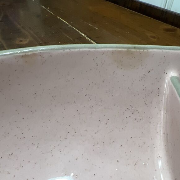 Harkerware Serving Bowl Divided Oval Pink  & Gray , Vintage , Cottagecore - Picture 3 of 5